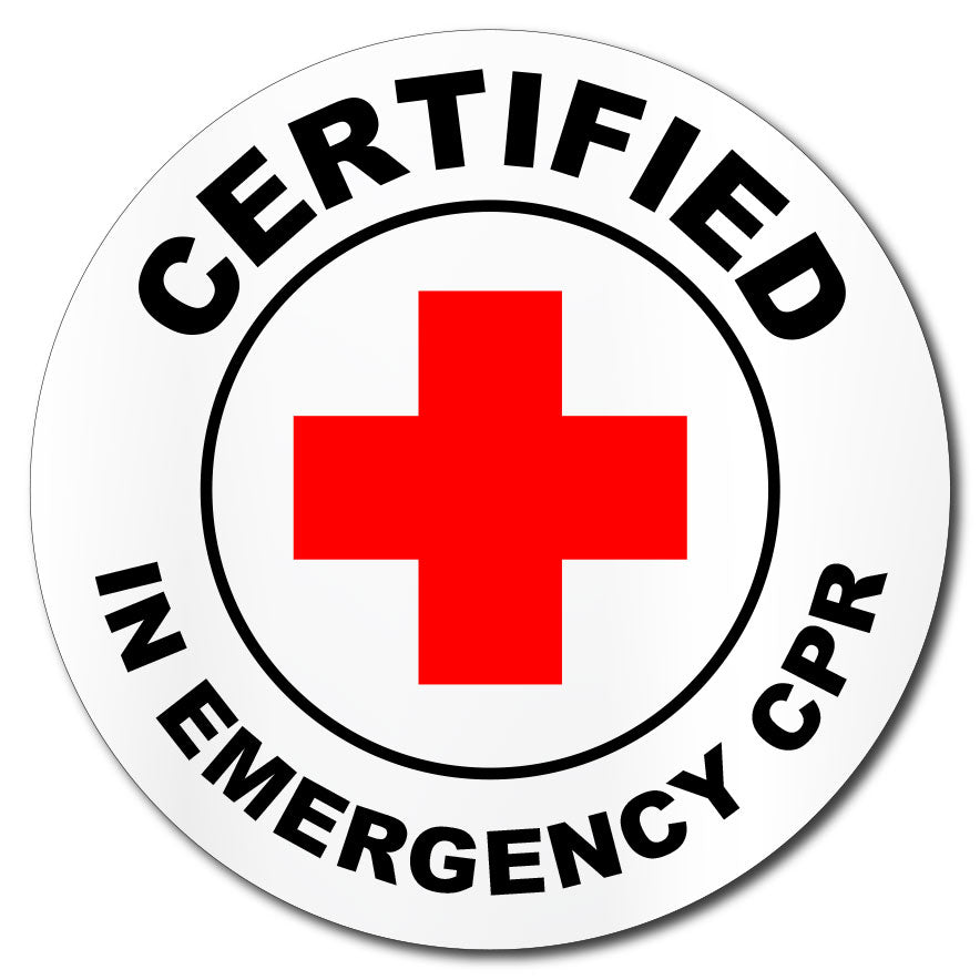 Certified in Emergency CPR Hard Hat Sticker