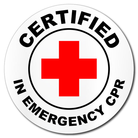 Certified in Emergency CPR Hard Hat Sticker