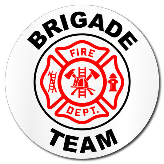 Fire Brigade Team Hard Hat Sticker – Reflective Vinyl Decal for PPE Identification`