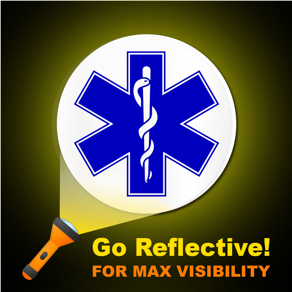 Medical Cross Hard Hat Sticker in Blue