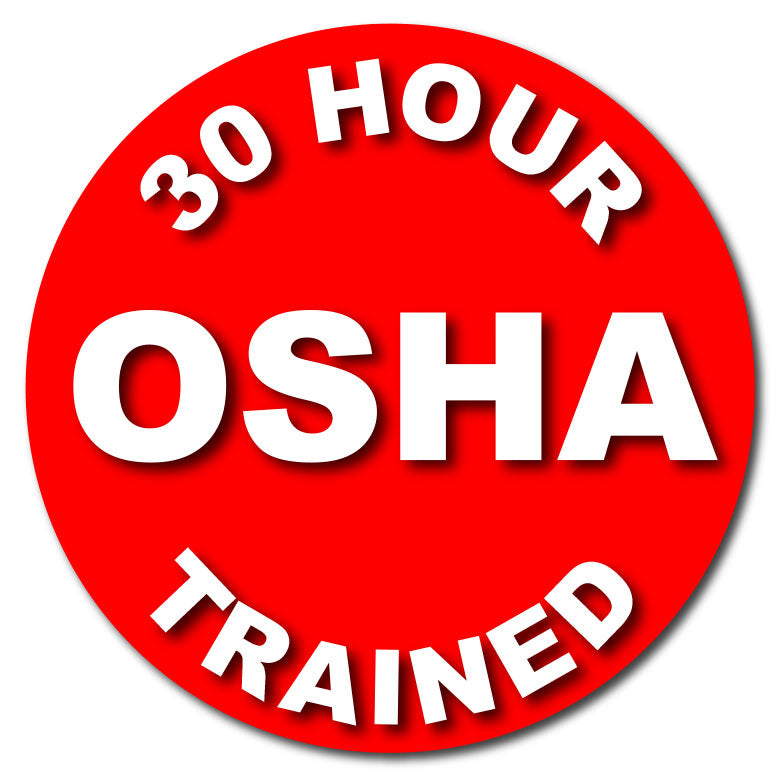 30 Hours OSHA Trained Hard Hat Sticker