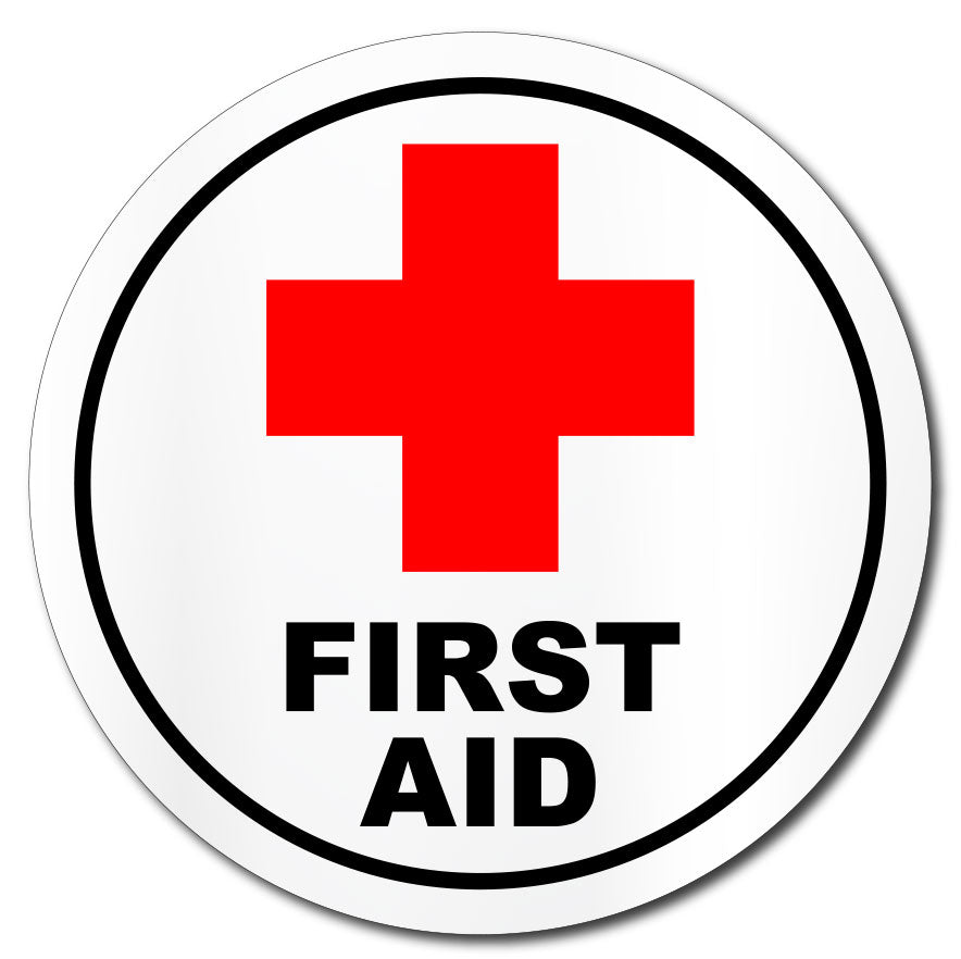 First Aid Hard Hat Decal -Red Medical Cross Sticker