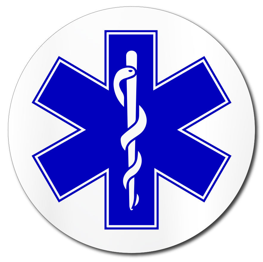 Medical Cross Hard Hat Sticker in Blue
