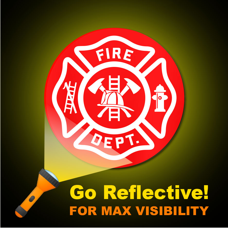 Maltese Cross Fire Department Sticker for Hard Hats - White/Red