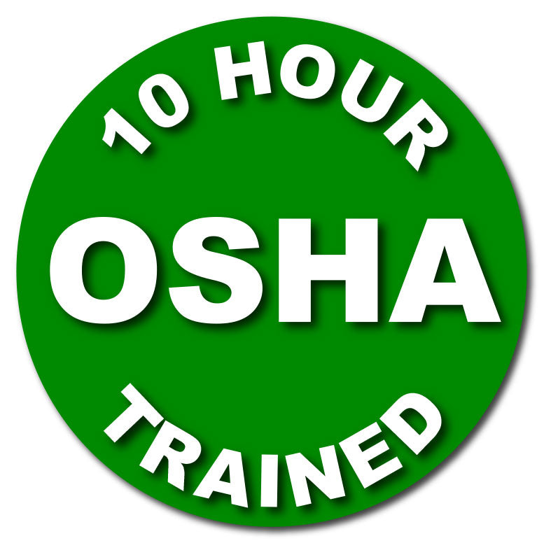OSHA Trained Hard Hat Sticker - 10 Hours of Training