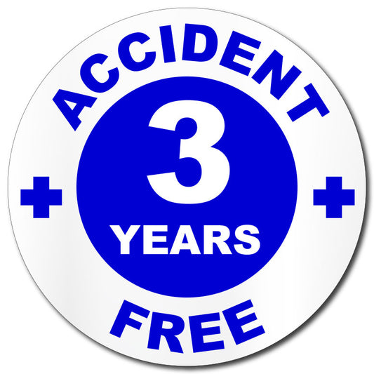 Hard Hat Sticker | 3 Years Accident Free | Safety Award Decal