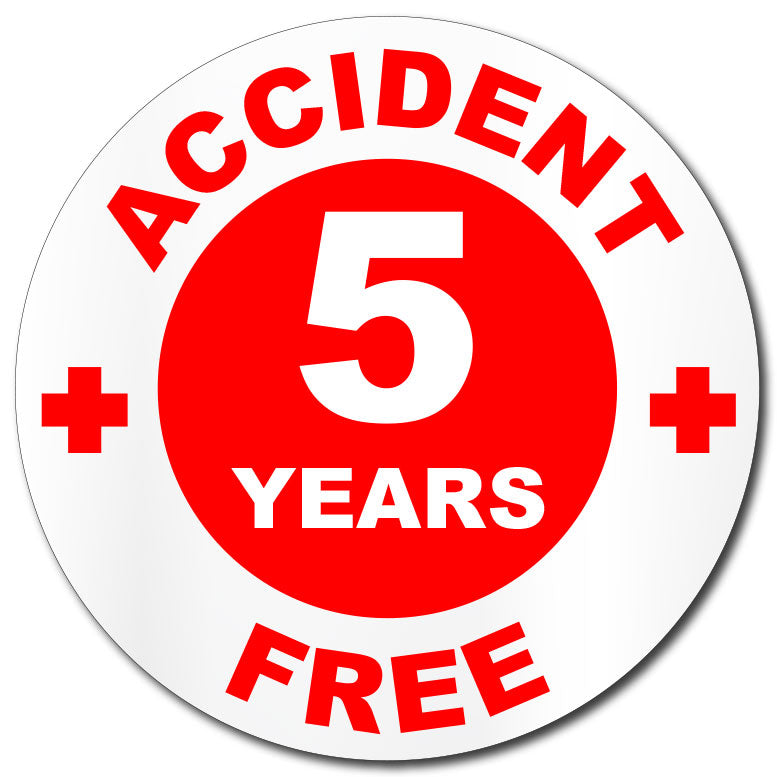 5 Years Accident Free Sticker | Hard Hat Safety Decal