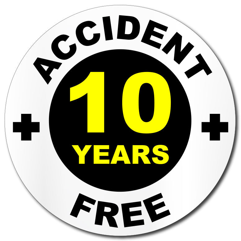 10 Years Accident Free Sticker | Hard Hat Safety Decal